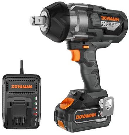 DOVAMAN TITANCE X9 Avvitatore a Impulsi Brushless 20V, Coppia Massima 2200Nm, Chiave a Impatto 3/4'', con Batteria 4.0Ah e Caricabatterie, Per Uso Gravoso e Intensivo