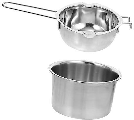 VICASKY Double Boiler Pot 600ml Chocolate Butter Candy Melting Pot 201 Stainless Steel Water Heating Cooker Suitable for Kitchen Baking and Candy Making Set of 2