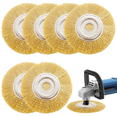 6er Set Fugenbürste, Messingbürste Fugenbürste für Elektrische Fugenbürste, Stahldraht-Fugenbürste, 115 mm Drahtbürste, Runde Fugenbürste zur Entfernung von Unkraut Moos Steinen