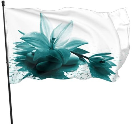 Drapeau de jardin imprimé lys bleu sarcelle 0,9 x 1,5 m