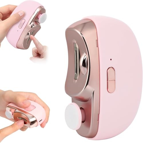 Coupe-Ongles électrique, Design Incurvé Sans Fil,Ponçage Automatique Des Ongles,Pas De Bruit, Opération à Une Touche, Lime à Ongles Portable Pour Enfants, Personnes âGées Et Adultes (Rose)