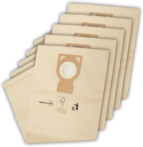 FEDBAGZ 5x Papier Staubsaugerbeutel kompatibel mit Bosch GAS 50, Metabo ASR 2050, Starmix, Eibenstock DSS 25 M, Hitachi, Filterbeutel, mehrlagig, reißfest, +50% längere Nutzungsdauer Papiersäcke