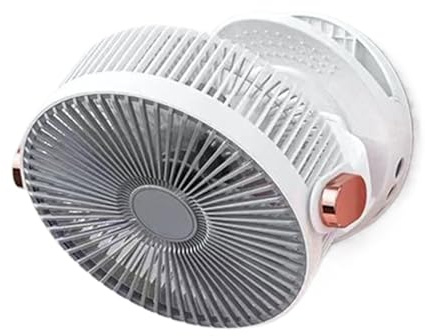 Genérico Ventilador de Pinza - Ventilador De Mesa,20cm USB Recargable Velocidad Ajustable Silencioso Con Luz Nocturna Colgable Para Viajes Tienda Casa Coche Carrito Dormitorio