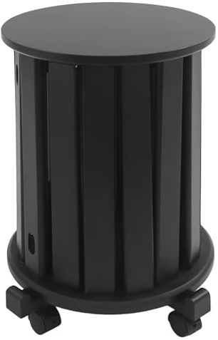Fermoirper Lot de 4 tabourets empilables 4 en 1 en bois de caoutchouc massif avec roulettes - Table de chevet pour cuisine, chambre à coucher, salle à manger, bar - Charge maximale : 100 kg - Noir