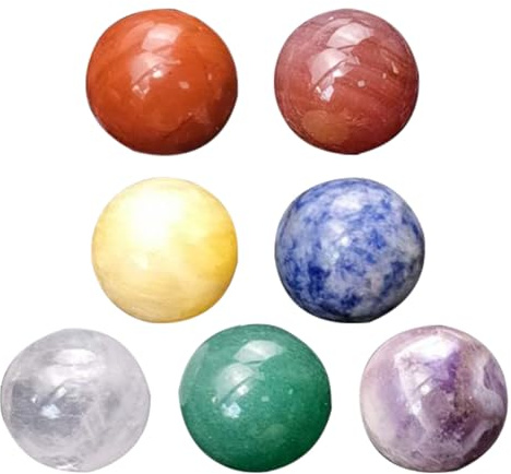 ULTECHNOVO Piedras Decorativas de Cristal Redondas 7 Piezas Piedra Natural Brillante Textura Fina para Decoración del Hogar y Centro de Mesa Fiesta