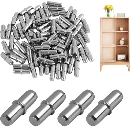 80pcs SHalterungen für Glasregal, 6 mm mit Ring, Halterungen für Möbel, Regalstifte Fachbodenträger Stabil für Möbel Schrank Bodenträger für Einlegeböden Regalbodenträger, Silbrig