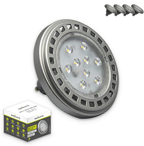 INNOVATE ES111 GU10 LED Leuchtmittel 4 Stk. [12W 3000K Warmweiß Dimmbar 60° Spot] QRB11 QRB111 LED Lampe Ersatz 100W Strahler Deckenlampe Innenbereich