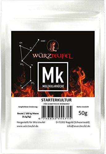 Starterkulturen für schnittfeste Rohwurst. Mehrstammkulturen, gefriergetrocknet, Spitzenqualität. 10 Beutel je 50 Gramm.