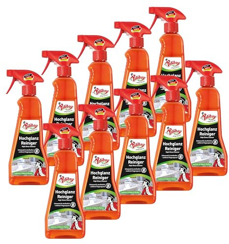Poliboy - Hochglanz Möbel Reiniger - speziell für Hochglanzflächen - entfernt Fingerspuren schnell und streifenfrei - 10er Pack - 10x375 ml (3,75 Liter) - Made in Germany