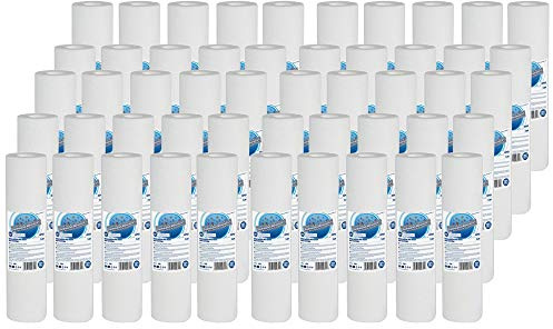 50 cartuchos de filtro de polipropileno fundido de 20 micras, 25,4 x 6,3 cm, para absorción de sedimentos de arena, limo, óxido y partículas suspendidas de agua fría potable