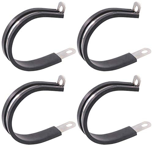 Keadic 20Pcs 2 Inch (50mm) Rubber Cushioned Insulated Clamps Stainless Steel, Metal Clamp, Tube Holder for Tube, Pipe or Wire Cord Installation