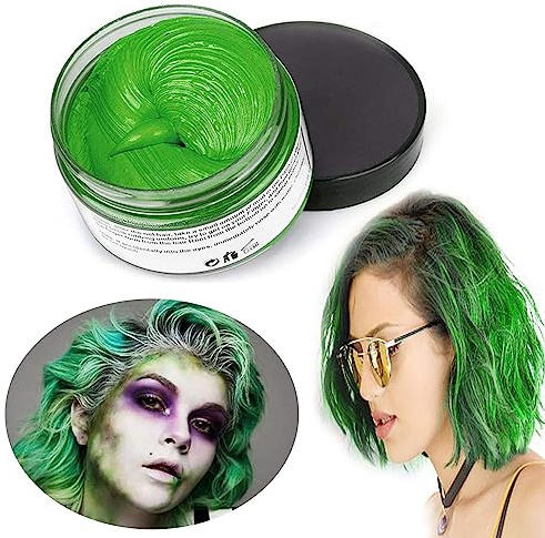 Haarwachs Temporäres Haarfarbe Wachs, Unisex Haarfärbemittel Wachs, Waschbares Pflanzenformel Mattes Natürliches Buntes Haarwachs (120g Grün)