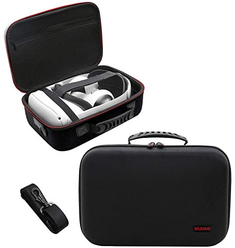 NexiGo Premium Travel Case for Oculus Quest 2, All-in-one Carrying Case for Oculus Quest 2 VR Gaming Headsets and Controllers Accessories, Hard Protective Travel Case with Shoulder Strap (Black)