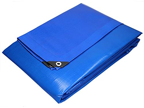 ECD Germany Abdeckplane Gewebeplane mit Ösen 6x10m 60m² 260g/m² Blau aus Polyethylen Schimmelresistent Wasserdicht Reißfest Schutzplane Bootsplane Gartenplane Holzplane Plane für Gartenmöbel Pool Auto