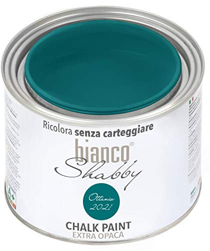 biancoShabby® Chalk Paint Ottanio 2021 Pintura Shabby Chic Vintage para Muebles y Paredes Extra Mate vuelva a dar color fácilmente todo tipo de material sin lijar (500 ml Paquete de 1)