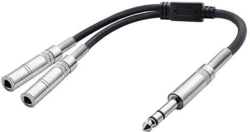 TRS Stereo Splitter Y Cavo 6,35 mm 1/4 Maschio Spina a Doppio Femmina Jack - Cavo Altoparlante Audio (38 cm)