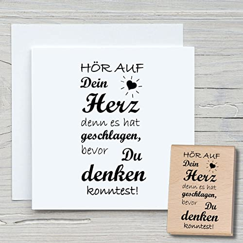 NEWSTAMPS Stempel Hör auf dein Herz Motivstempel groß aus Holz & Gummi zum Karten basteln, Holzstempel, Sprüche, Spruchstempel, Textstempel, Schrift, Scrapbook, Textilstempel, Deko