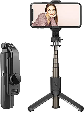 ISMMIK Selfie Stick Treppiede Gimbal Stabilizzatore per Smartphone con Telecomando Rotazione a 360 ° Stabilizzatore Bilanciamento Automatico Supporto per Telefono Portatile per iPhone e Android Phone
