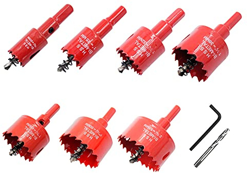 Lochsägen-Set, LAIWEI 7-teiliges Bi-Metall-Lochsägen-Set zum Bohren von Löchern in Holz, Gipskarton, Aluminiumprofilen, PVC, etc. (22.25.32.38.45.50.55 mm)