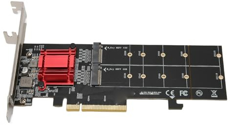 Doppia Scheda Adattatore SSD PCIe M.2, Doppia Scheda SSD NVMe a Scheda PCI Express 3.1 X8 X16, Adattatore M.2 PCIe NVMe con Supporto Funzione di Biforcazione PCIe 2230 2242 2260