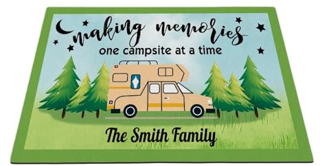 CafeTime Stylish Camping RV Home Mat Decorative Gift Motorhome Rugs, Camper RV Accessories Inside Outside Camp, Green 23.6 x 15.7 Inch