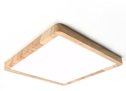LVL LED Panel Light, 24W Wood Grain Flat Square Nordic Flush Led Ceiling Light for Bedroom Living Room Kitchen Bathroom Lights (24W)