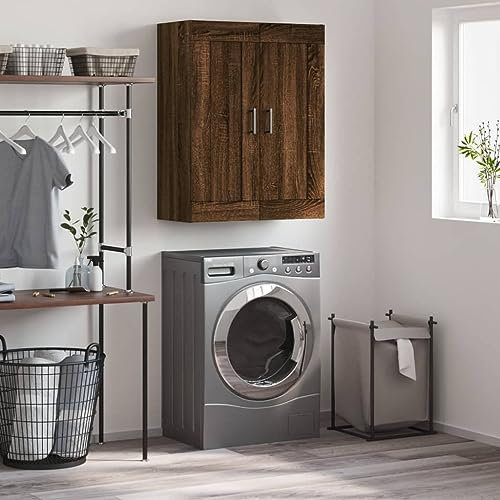 ZEYUAN Wandschrank Braun Eichen-Optik 69,5x34x90 cm Holzwerkstoff, Hängeschrank, Badezimmerschrank, Badschrank, Aufsatzschrank, Gewürzschrank, Wall Cabinet - 830395