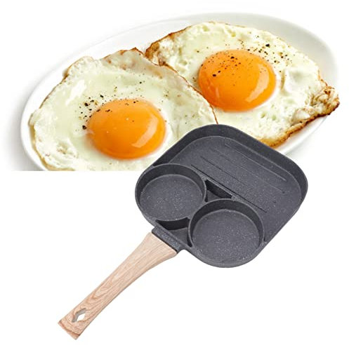 Topyond Padella Pancake Antiaderente Per Uova con Manico in Legno Padelle Per Carote, Padella Per Uova, Padella Per Pancake, Padella Per Frittata, Anello Per Uova Antiaderente