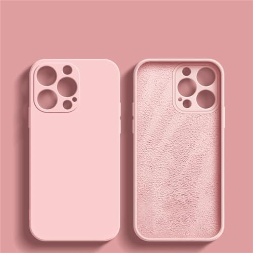 ADKOT Custodia per telefono in silicone liquido tinta unita per iPhone 14 Pro Max 13 12 11 XS XR X Mini 7 8 Plus SE Cover morbida antiurto, rosa, per iPhone 13 Pro