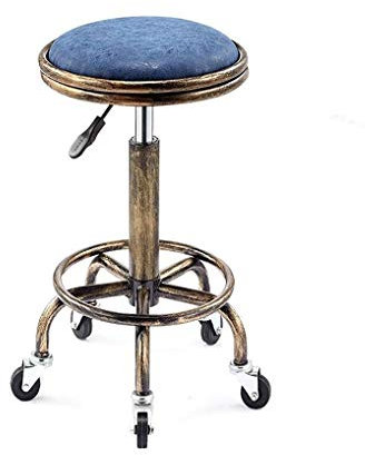 MAHNFEID Hocker, Rollhocker auf Rädern, Barstühle, Thekenhöhe, Barhocker, Drehhocker, Barhocker, Küchenstühle/Blau, Grün