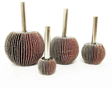 Ruota lamellare sferica per carta vetrata, grana 60/80/120/180, gambo 6 mm, forma sferica per utensile rotante abrasivo (Color : 4Pcs Set, Size : D20)