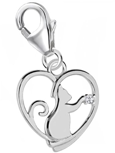 Herz Karabiner Charms Anhänger für Bettelarmband aus 925 Sterling-Silber