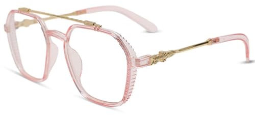 AOOLIA Blaulichtfilter Brille für Damen Herren Retro Frame Ohne Stärke Brille Computer Gaming Anti-Blaulicht Brillen (Rosa)