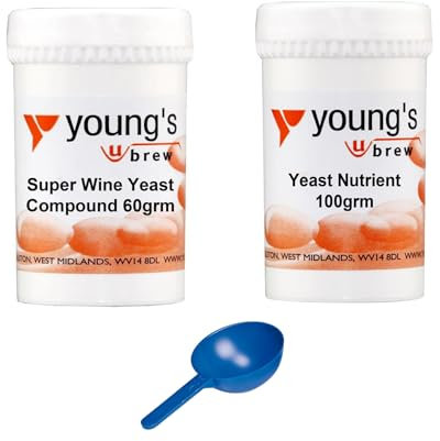 Young's Home Brewers Wine Yeast Compound & Yeast Nutrient 2 Pack | Suitable for Homemade Wine Making and Brewing | 60g Compound & 100g Nutrient