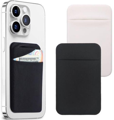 JEYORZY Set da 2 supporti tessili per carte di credito con tasca per smartphone Android e adesivo per retro del telefono: perfetti per portare le tue carte e documenti sempre con te!
