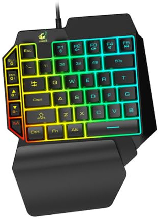 OSALADI Clavier Mécanique pour Gaucher Rétroéclairé Rvb Contrôle À Une Main pour Jeux Ordinateur Portable Et Maison