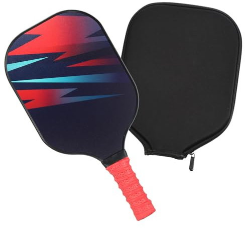 PATIKIL Graphit-Pickleball-Schläger, USA Pickleball Approved (USAPA), Fiberglas-Anti-Rutsch-Schweiß-absorbierender Griff mit Tasche, Rot Blaue Beleuchtung