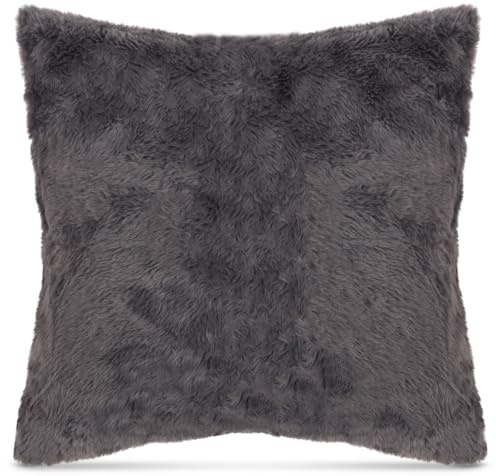 Bestlivings Kissenbezug 45x45cm (Anthrazit) Felloptik - Kuschelig weicher Bezug mit Reißverschluss - Kissen - Öko Tex - Kissenhülle Kuschelig weicher Bezug