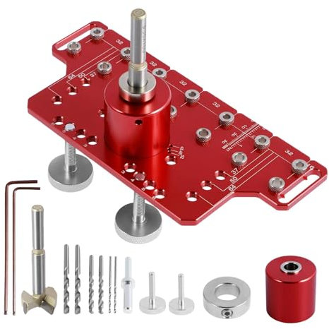 Guide de perçage du bois, gabarit de charnière de porte dissimulée,Gabarits d'accessoires pour outils électriques en alliage d'aluminium, résistants à l'usure - Gabarit de charnière d'armoire avec plu