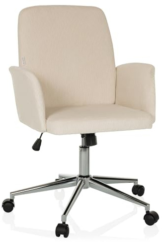 hjh OFFICE Homeoffice Stuhl gepolstert mit Cord-Optik SOLAO Cord Schreibtischstuhl Drehstuhl mit Rollen höhenverstellbar, Beige