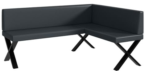 MEBLINI Eckbank für Esszimmer - Küchenbank - Essecke - Sitzecke Küche - ERIC - X-Beine 128x168x87cm Rechts - Dunkelgrau Kunstleder