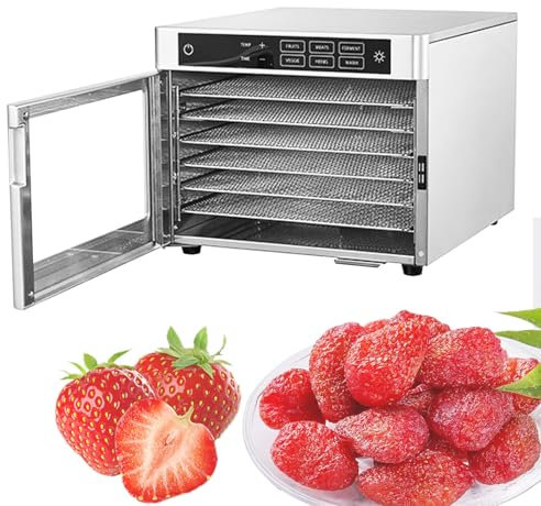 MáQuina Deshidratadora De Alimentos Digital EléCtrica, Deshidratadores De Bandejas De Acero Inoxidable Para Alimentos Y Cecina, MáQuina Deshidratadora De Frutas,220V-6Trays