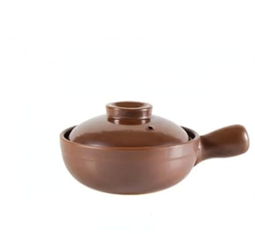 YUCHUANGYE Tegame Terracotta 650ml 900ml Casseruola Spaghetti di Riso Porridge Zuppa di Latte Stufato di Argilla Pentola di Terracotta Pentola in Ghisa con Coperchio(B 950ML)