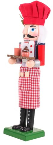 TOPBATHY Nutcracker Baker Figurine Wooden Holiday Nutcracker Decor Chef Puppets Festive Party Ornament Desktop Decoration for Boys and Girls and Home