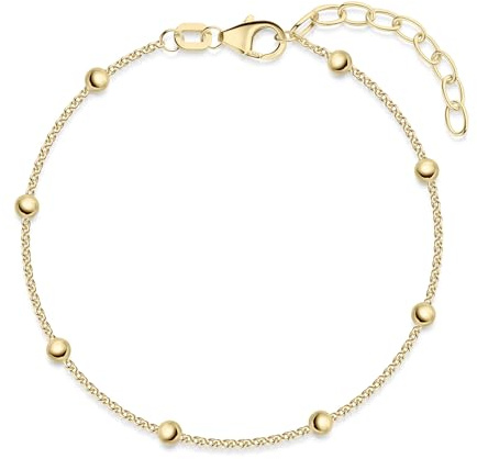 Armband Damen Silber 925 zarte Kugel Armkette 0,7mm SA-88 | längenverstellbar 16-19cm aus hautfreundlichem Sterlingsilber mit 8 kleinen Kugeln von MATERIA by Matthias Wagner