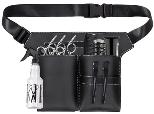 Friseur Werkzeugtasche,Practical PU Leder Gürteltasche,Professionelle Barber Tasche für Friseur Scheren, Kämme, Haarklammern, Rasiermesser,Schwarz Tragbare Friseurtasche,Friseur Scherentasche