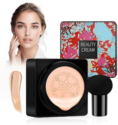Mushroom Head CC Creme, Fond de Teint, BB Creme, Mushroom Head Air Cushion Fondation,Hydratant Eclaircissant Fond de Teint Couvrant Imperfections Durable Maquillage Nude (Naturelle)