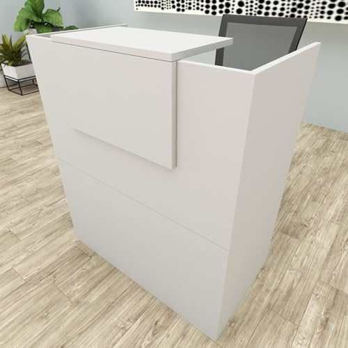 Henor Oja Empfangstheke Rezeption 80 x 50 * 107 cm Holz Rezeptionstheken Empfangstisch Supermarkt Store Beauty Salon Friseur Kassentheke Büromöbel Laden-Theke Rezeptionsmöbe Grau