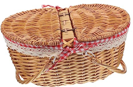 ibasenice Cestino da Picnic in Vimini con Manici e Portatile e per Picnic e Conservazione Casa Dimensioni