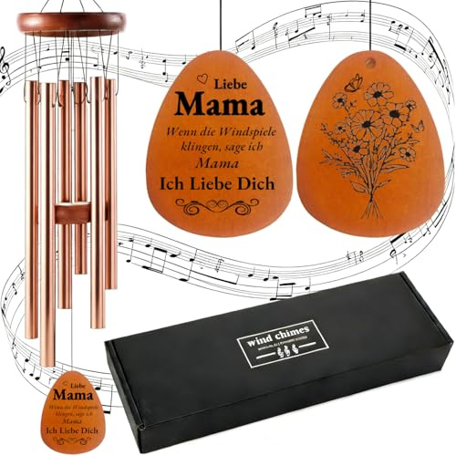 Muttertagsgeschenk Geschenk für Mama Windspiele aus Roségold für Draußen Hängend 6 Rohre Windspiel Metall Klangspiel Garten Glockenspiel Hängend Wind Chimes für Garten/Draußen Mama Geschenk